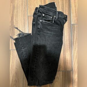 AGOLDE Sophie Distressed Skinny Jeans, Size 26, Black